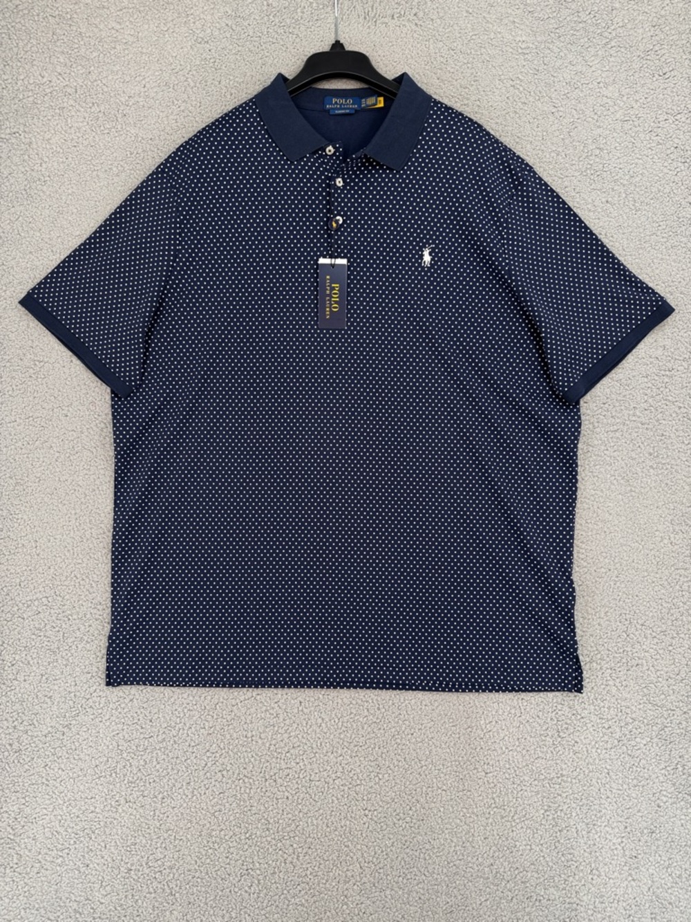Polo Ralph Lauren Men’s XXL short sleeve shirt Navy with White Microdot Pattern